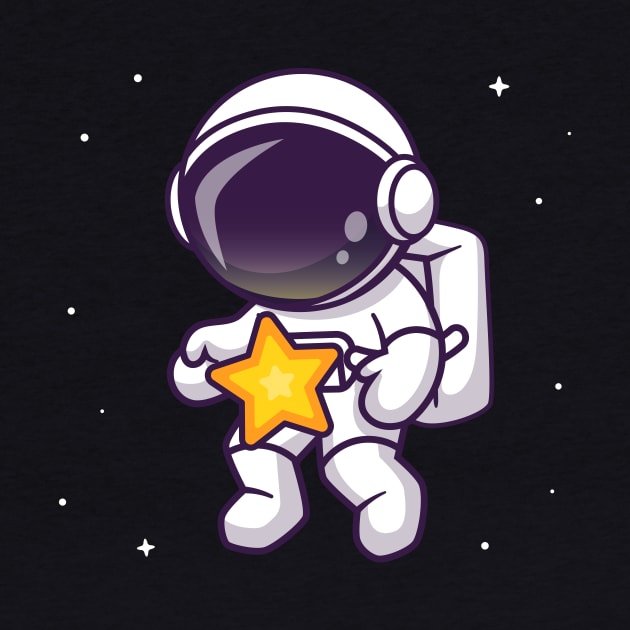 Cute Astronaut Catching Star In Space Cartoon by Catalyst Labs